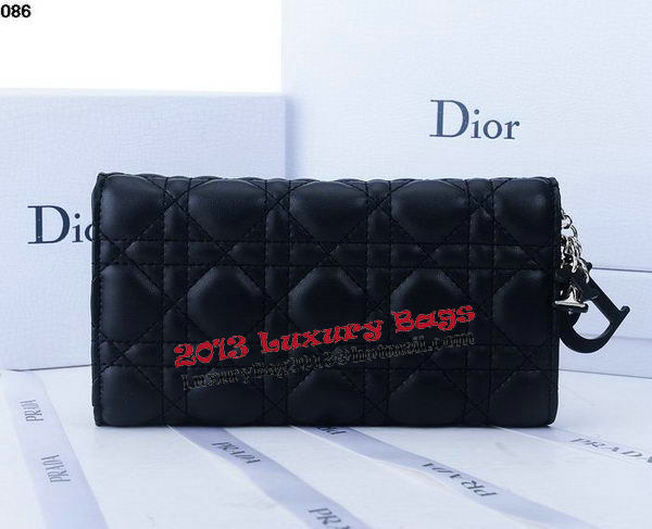 Dior Bi-Flod Wallet in Lambskin Leahter CD086 Black