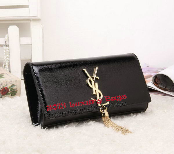 YSL Classic Monogramme Tassel Patent Leather Clutch Bag Y8908 Black