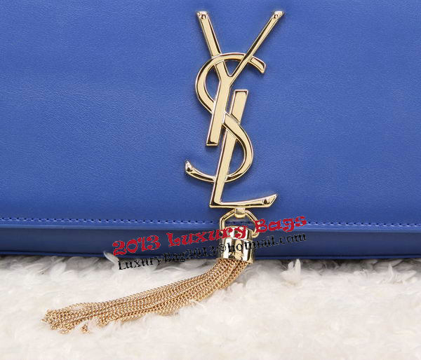 YSL Classic Monogramme Tassel Smooth Leather Clutch Bag Y8908 Blue
