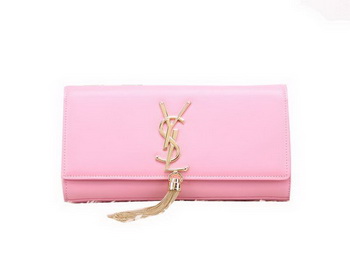 YSL Classic Monogramme Tassel Smooth Leather Clutch Bag Y8908 Pink