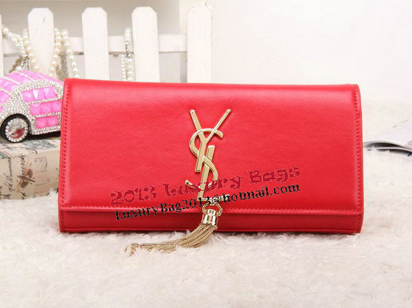 YSL Classic Monogramme Tassel Smooth Leather Clutch Bag Y8908 Red