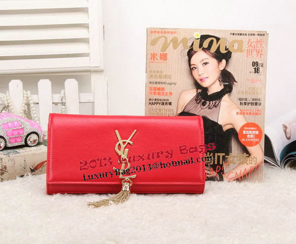 YSL Classic Monogramme Tassel Smooth Leather Clutch Bag Y8908 Red