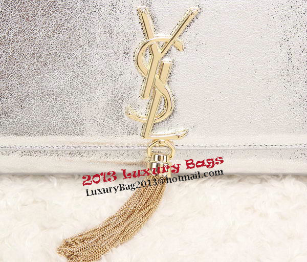 YSL Classic Monogramme Tassel Smooth Leather Clutch Bag Y8908 Silver