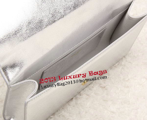 YSL Classic Monogramme Tassel Smooth Leather Clutch Bag Y8908 Silver