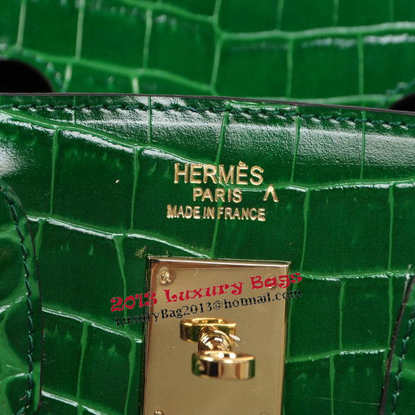 Hermes Birkin 30CM Tote Bags Green Iridescent Croco Leather Gold
