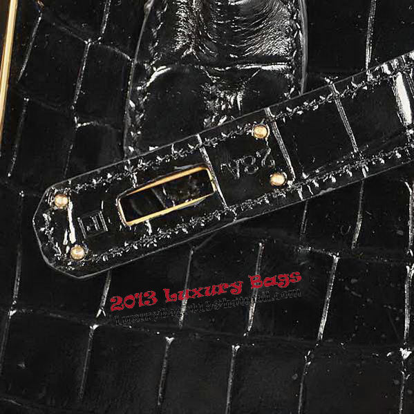 Hermes Birkin 35CM Tote Bag Black Iridescent Croco Leather Gold