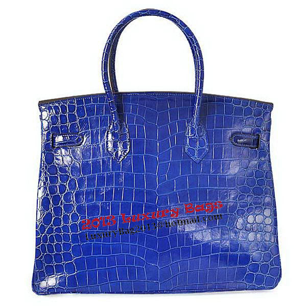 Hermes Birkin 35CM Tote Bag Blue Iridescent Croco Leather Gold