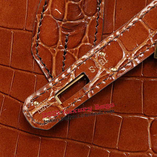 Hermes Birkin 35CM Tote Bag Brown Iridescent Croco Leather Gold