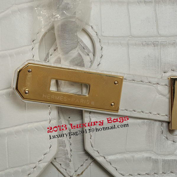Hermes Birkin 35CM Tote Bag OffWhite Croco Leather Gold
