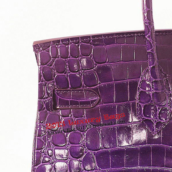 Hermes Birkin 35CM Tote Bag Purple Iridescent Croco Leather Gold