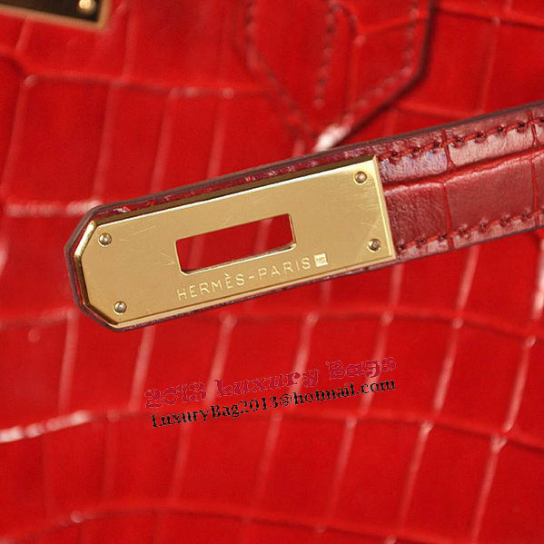 Hermes Birkin 35CM Tote Bag Red Iridescent Croco Leather Gold