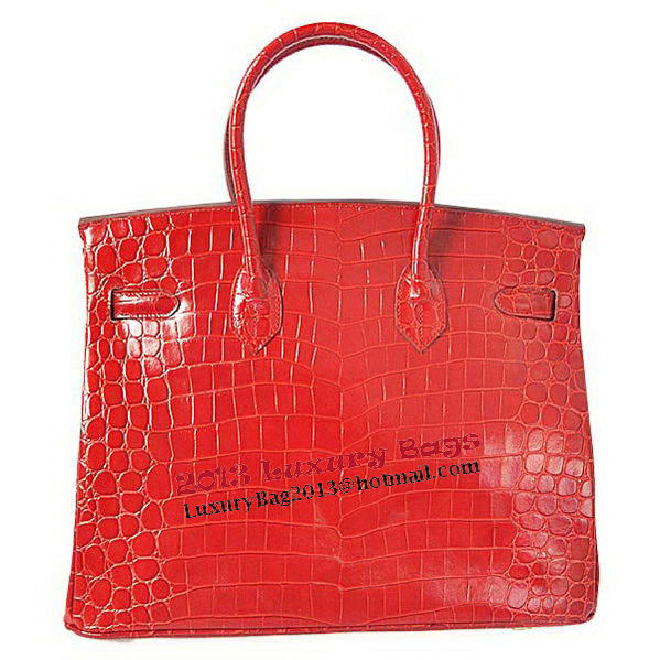 Hermes Birkin 35CM Tote Bag Red Iridescent Croco Leather Gold