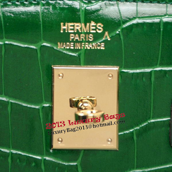 Hermes Birkin 35CM Tote Bags Green Iridescent Croco Leather Gold