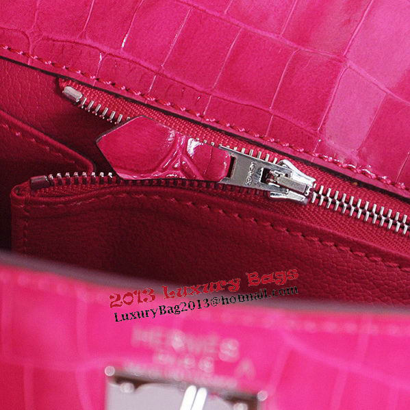 Hermes Kelly 32cm Shoulder Bags Peach Iridescent Croco Leather Silver
