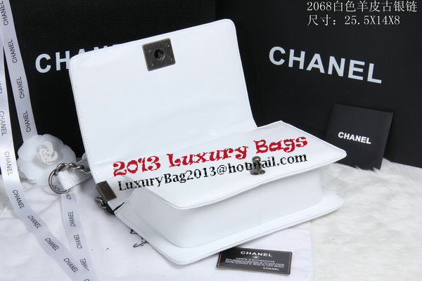 Boy Chanel Flap Shoulder Bag Sheepskin Leather CHA2068 White Boy Chanel Flap Shoulder Bag Sheepskin Leather CHA2068 White