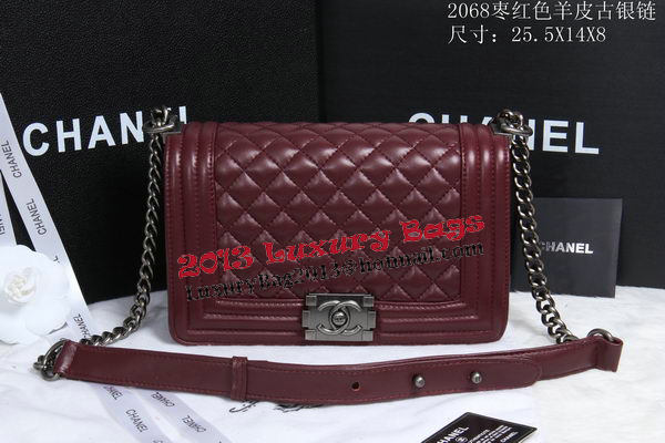 Boy Chanel Flap Shoulder Bag Sheepskin Leather CHA2068 Wine Boy Chanel Flap Shoulder Bag Sheepskin Leather CHA2068 Wine