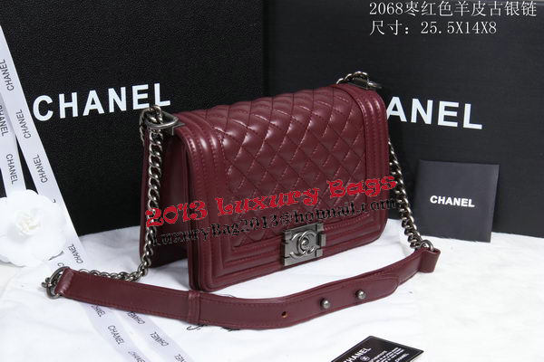 Boy Chanel Flap Shoulder Bag Sheepskin Leather CHA2068 Wine Boy Chanel Flap Shoulder Bag Sheepskin Leather CHA2068 Wine