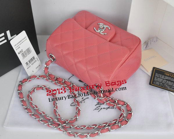 Chanel mini Classic Flap Bag Light Red Original Sheekskin 1115 Silver