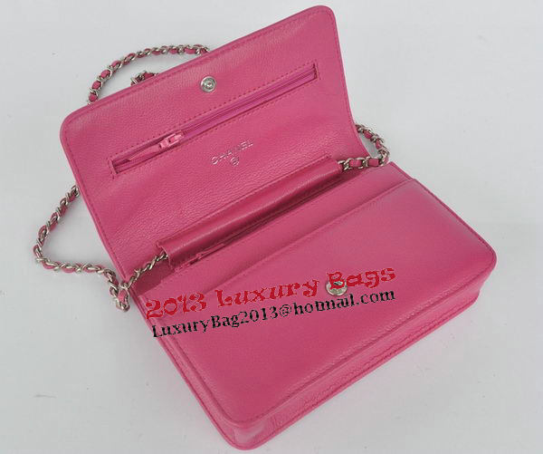 Chanel Flap Shoulder Bag Rose Calfskin Leather CHA33818 Silver
