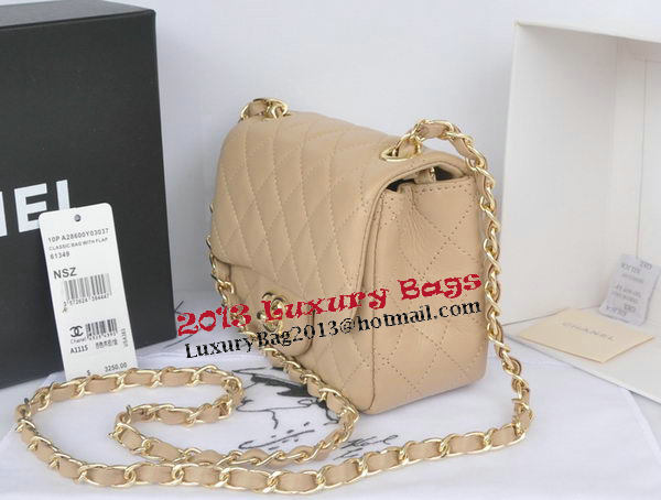 Chanel mini Classic Flap Bag Apricot Original Sheekskin CHA1115 Gold