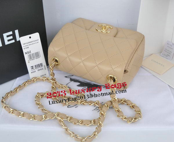 Chanel mini Classic Flap Bag Apricot Original Sheekskin CHA1115 Gold