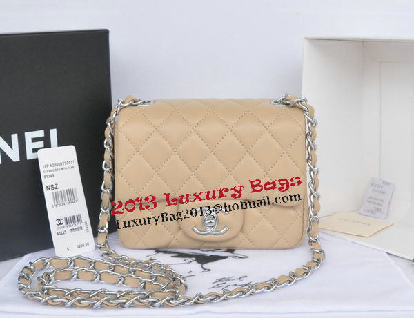 Chanel mini Classic Flap Bag Apricot Original Sheekskin CHA1115 Silver