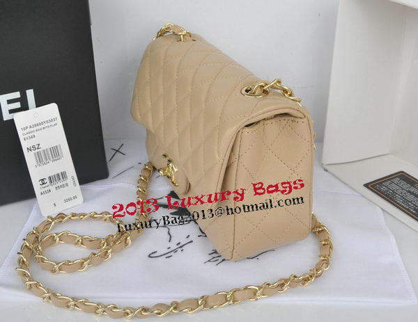 Chanel mini Classic Flap Bag Apricot Original Sheekskin CHA1116 Gold