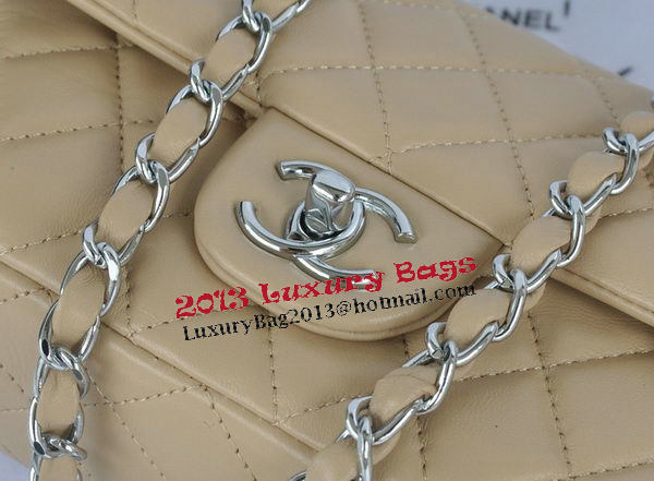 Chanel mini Classic Flap Bag Apricot Original Sheekskin CHA1116 Silver