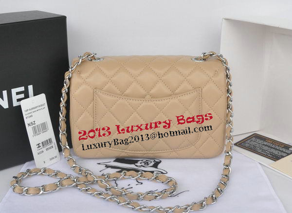 Chanel mini Classic Flap Bag Apricot Original Sheekskin CHA1116 Silver