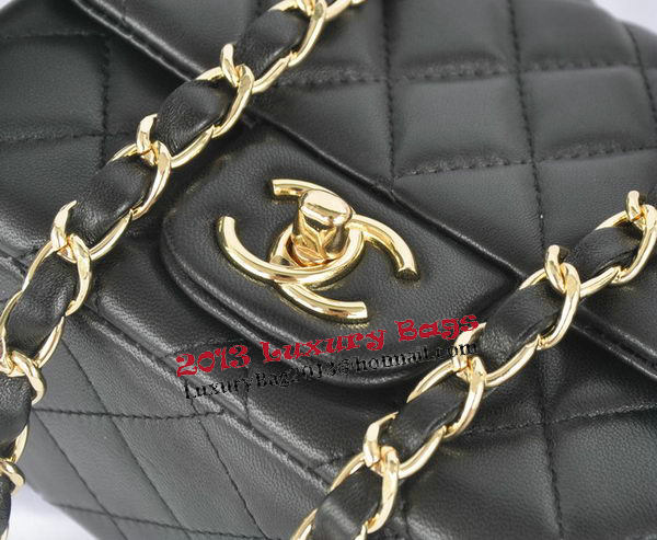 Chanel mini Classic Flap Bag Black Original Sheekskin CHA1115 Gold