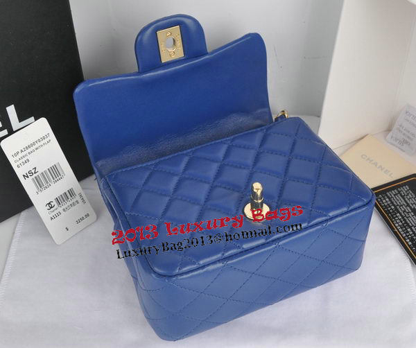 Chanel mini Classic Flap Bag Blue Original Sheekskin CHA1115 Gold