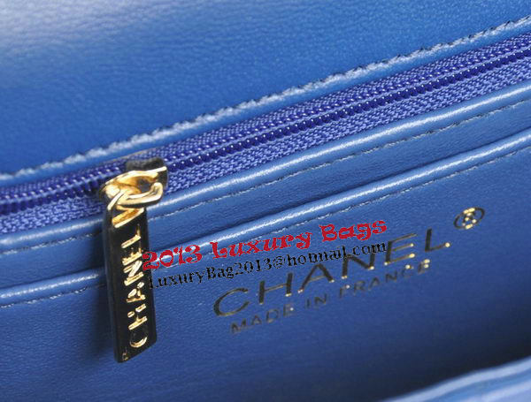 Chanel mini Classic Flap Bag Blue Original Sheekskin CHA1115 Gold