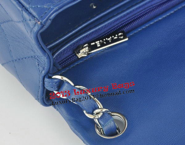 Chanel mini Classic Flap Bag Blue Original Sheekskin CHA1115 Silver