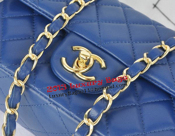 Chanel mini Classic Flap Bag Blue Original Sheekskin CHA1116 Gold