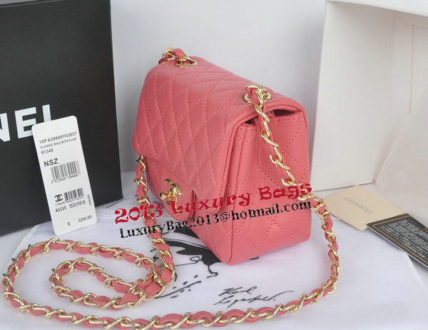Chanel mini Classic Flap Bag Pink Original Sheekskin CHA1115 Gold