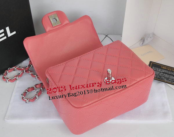 Chanel mini Classic Flap Bag Pink Original Sheekskin CHA1115 Silver