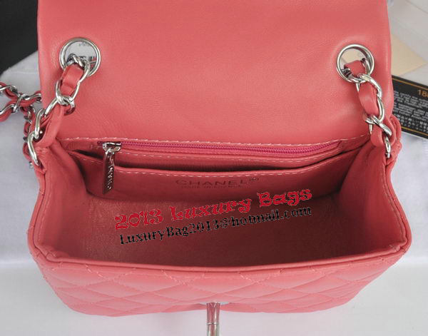 Chanel mini Classic Flap Bag Pink Original Sheekskin CHA1115 Silver