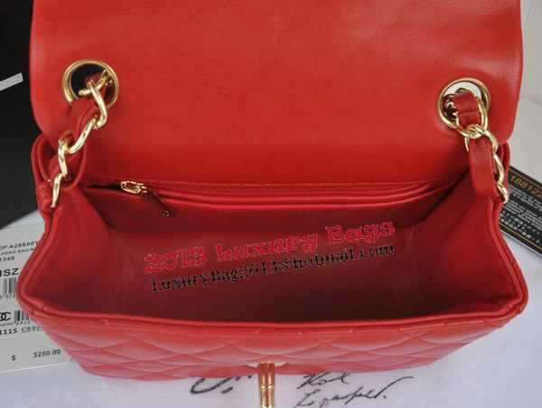 Chanel mini Classic Flap Bag Red Original Sheekskin CHA1115 Gold