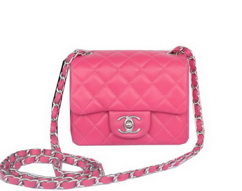 Chanel mini Classic Flap Bag Rose Original Sheekskin CHA1115 Silver