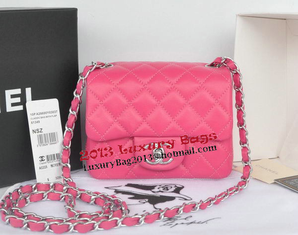 Chanel mini Classic Flap Bag Rose Original Sheekskin CHA1115 Silver