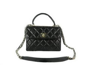 Chanel Classic Top Handle Bag Original Sheepskin Leather A92236 Black