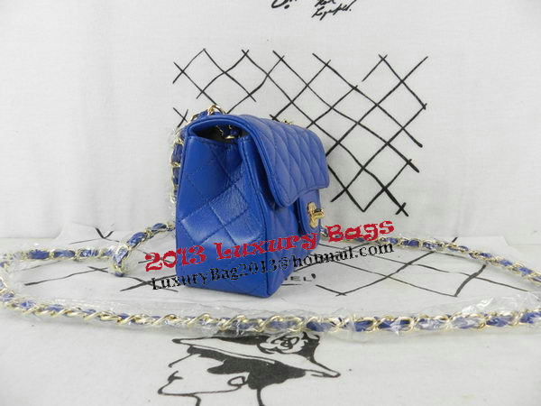 Chanel mini Classic Flap Bag Blue Sheekskin CHA1115 Gold