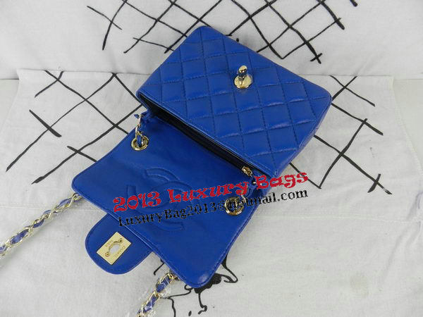 Chanel mini Classic Flap Bag Blue Sheekskin CHA1115 Gold