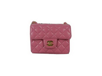 Chanel mini Classic Flap Bag Peach Sheekskin CHA1115 Gold