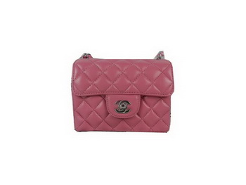 Chanel mini Classic Flap Bag Peach Sheekskin CHA1115 Silver