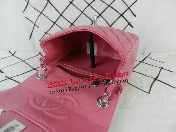 Chanel mini Classic Flap Bag Peach Sheekskin CHA1115 Silver