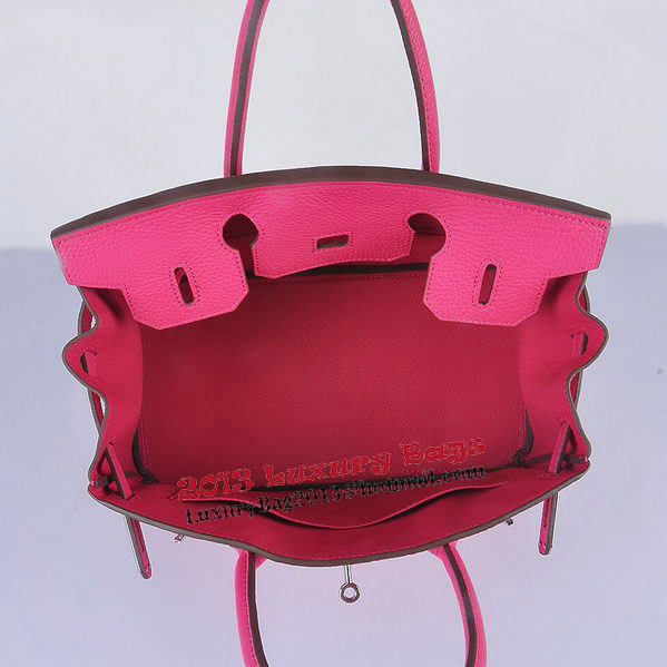 Hermes Birkin 30CM Tote Bags Light Rosy Grainy Leather Silver