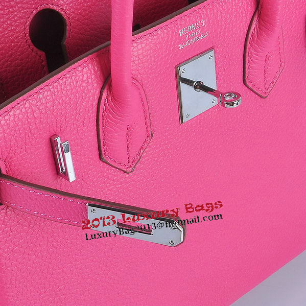 Hermes Birkin 30CM Tote Bags Light Rosy Grainy Leather Silver