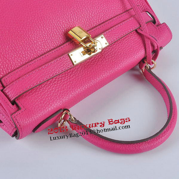 Hermes Kelly 28cm Shoulder Bags Rose Grainy Leather Gold