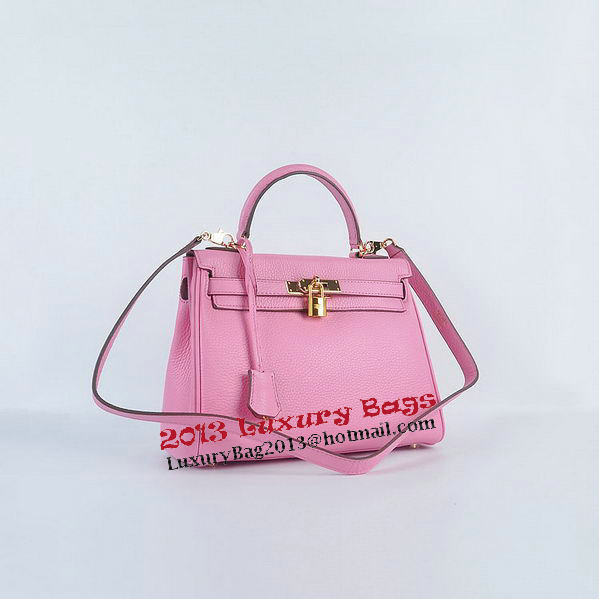 Hermes Kelly 28cm Shoulder Bags Sakura Grainy Leather Gold